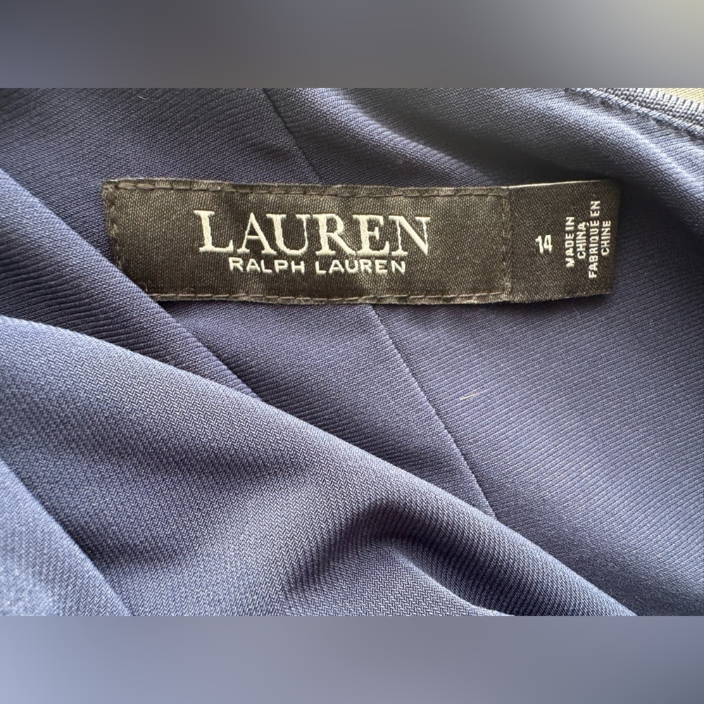 Lauren Ralph Lauren Navy One-Shoulder Draped Dress – Size 14 – NWOT - Picture 8 of 9